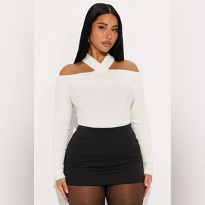 Fashion Nova White Off-Shoulder Sweater